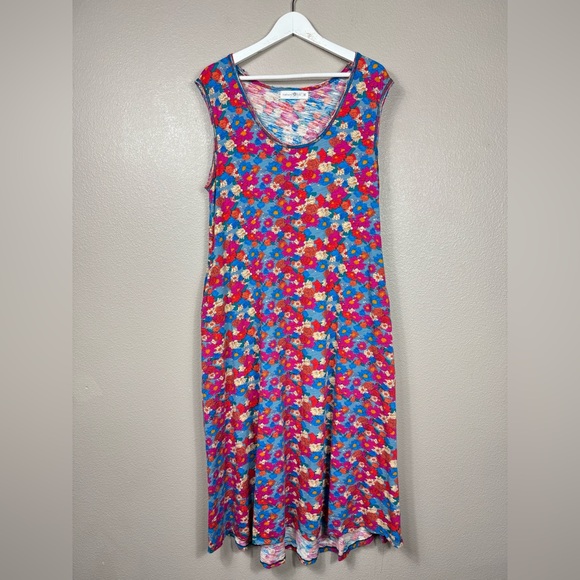 Natural Life Hangout 100% Cotton Boho Midi‎ Dress Pink Floral Size S Sundress - Picture 2 of 10